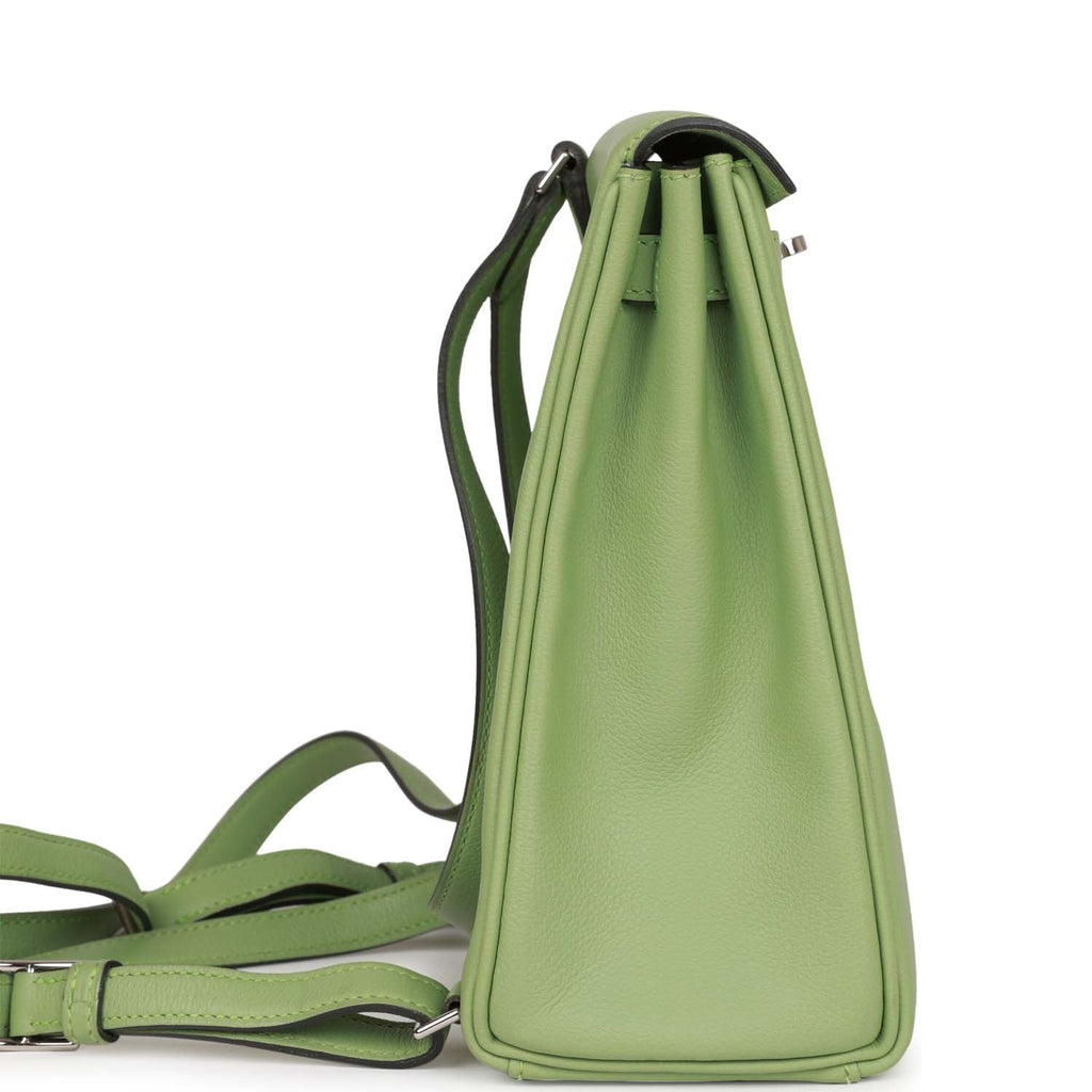 Hermes Kelly Vert Anis green ostrich ado ados backpack bag ghw