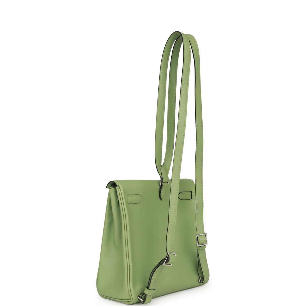 Hermes Kelly Vert Anis green ostrich ado ados backpack bag ghw