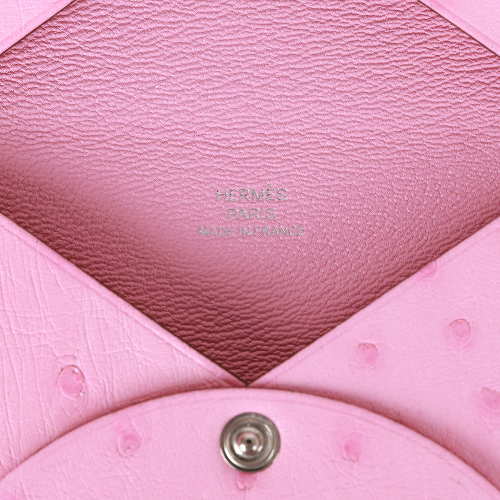 Hermes Calvi Womens Card Holders, Pink