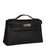 Hermes Kelly Pochette Black Swift Palladium Hardware