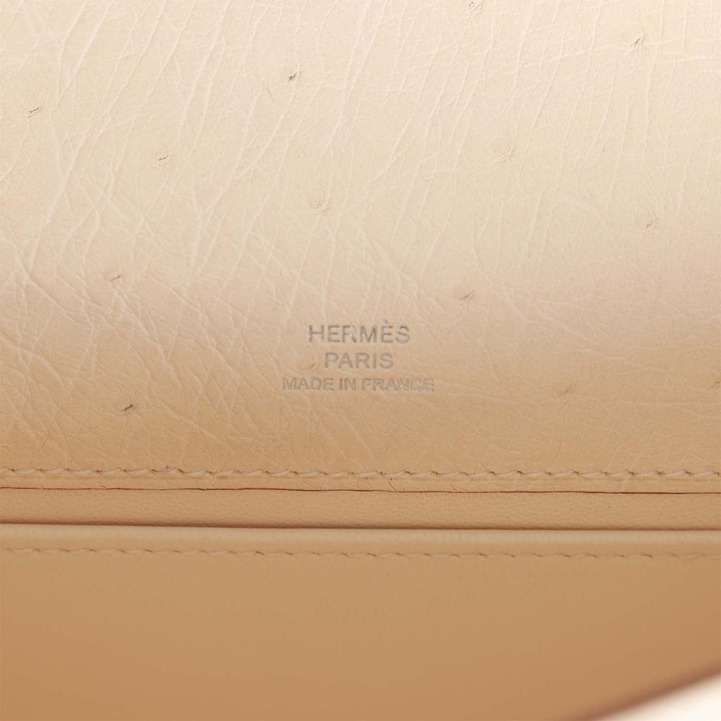 Hermes Kelly Pochette Nata Ostrich Palladium Hardware