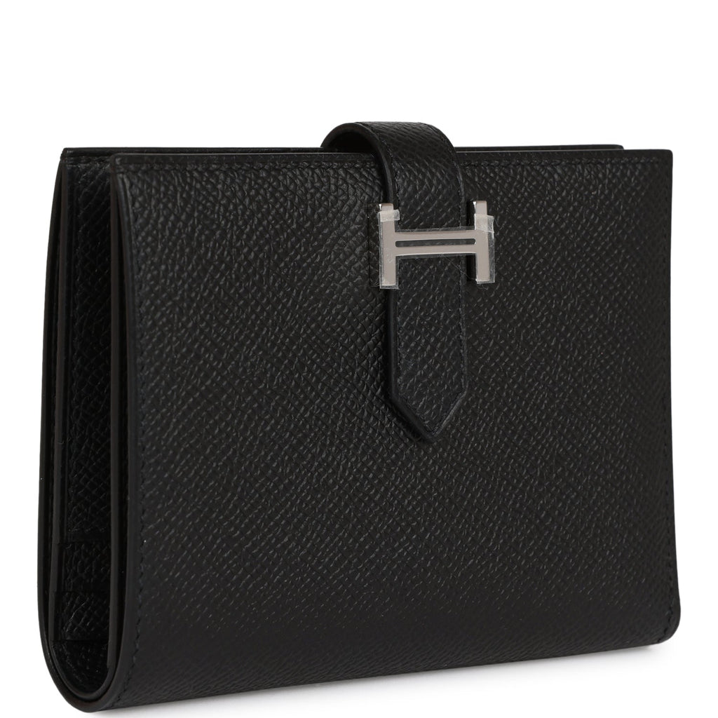 Hermes Bearn Compact Wallet Black Epsom Palladium Hardware
