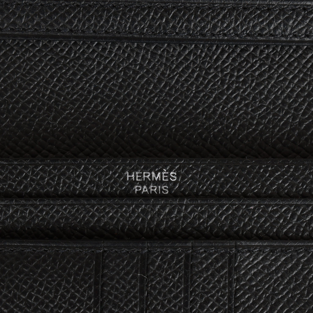 Hermes Taupe Epsom Leather Palladium Finish Bearn Wallet