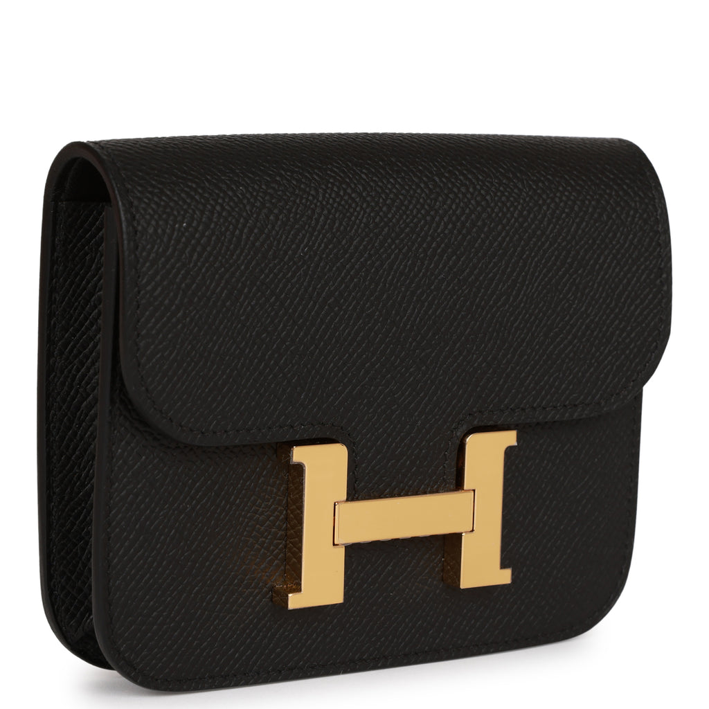 Hermes Constance Slim Wallet Black Epsom Gold Hardware – Madison Avenue ...