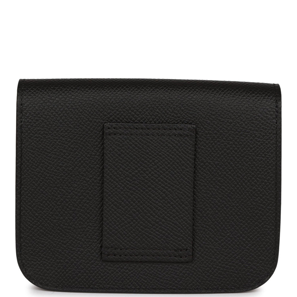 Black Constance Slim wallet with rose gold hardware - HERMÈS