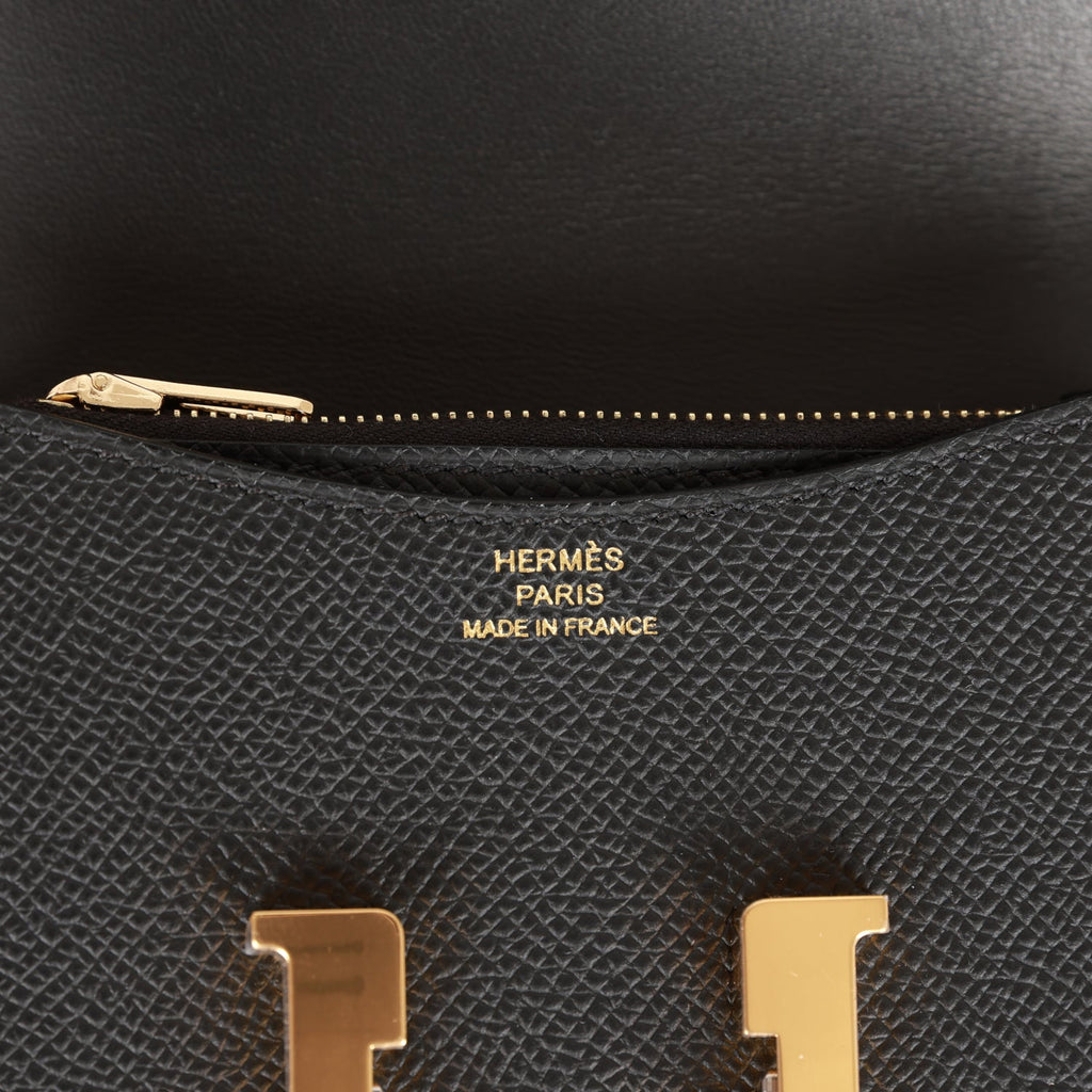 Hermes Constance Slim Wallet Black Epsom Gold Hardware – Madison Avenue  Couture