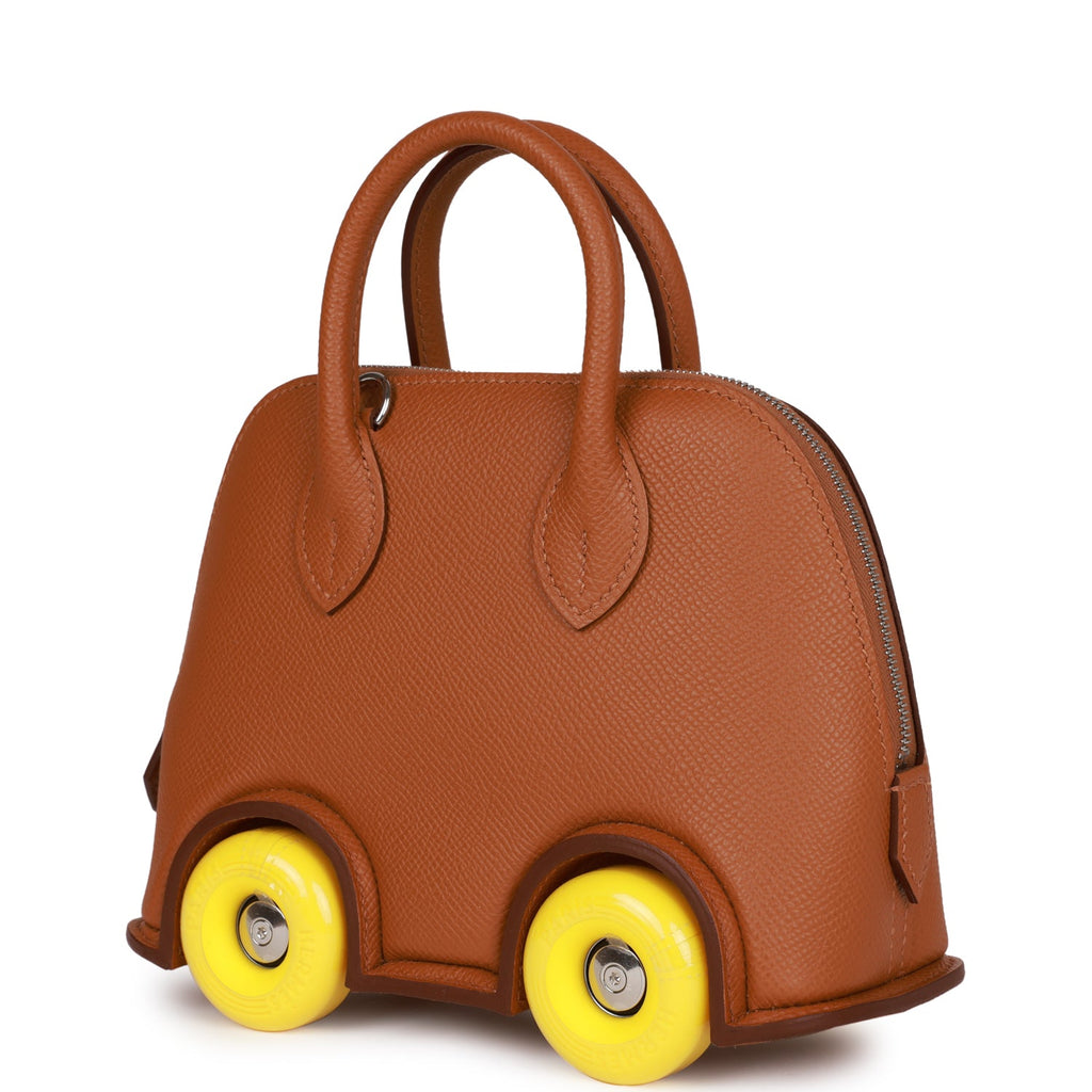 Hermès Bolide Gold Epsom on Wheels Palladium Hardware, 2023 (Like New), Brown/Yellow Womens Handbag