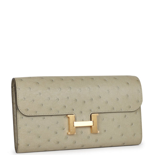 Hermes Constance Wallet To Go Sauge Boreal Ostrich Gold Hardware