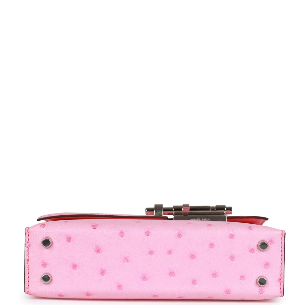 Pink Verrou Mini in Ostrich Leather with Palladium Hardware, 2018