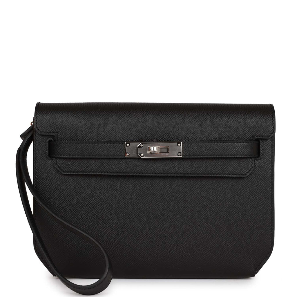 2020 Hermès Black Epsom Leather Kelly Depeches 25cm Pochette at