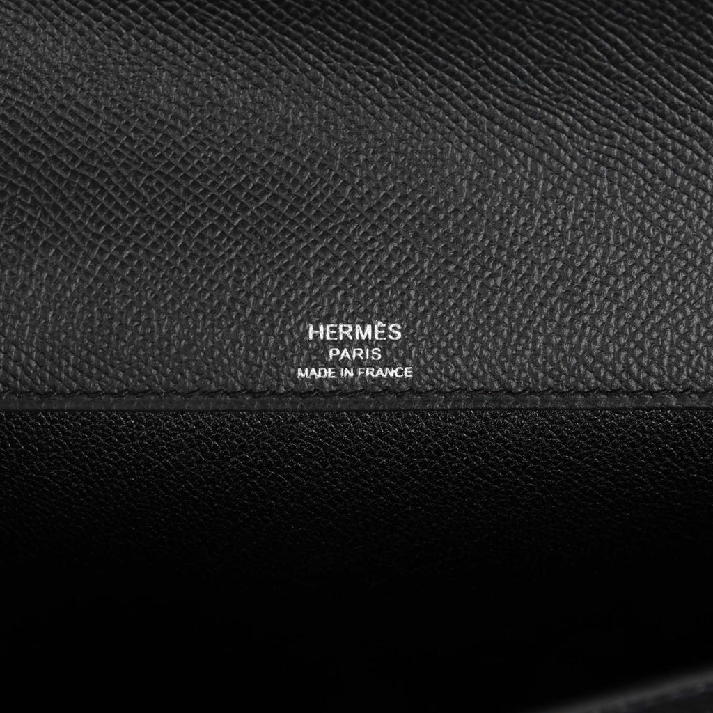 Hermes Kelly Depeche Black Pochette Epsom 25 Palladium at 1stDibs