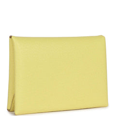 Hermes Calvi Duo Compact Card Holder Limoncello Chevre Mysore Palladium Hardware