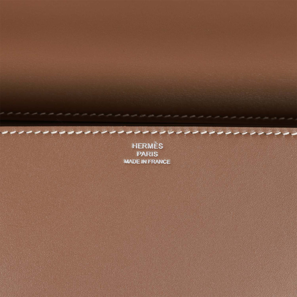 Hermes Medor Clutch Chocolate Box Leather Palladium Hardware