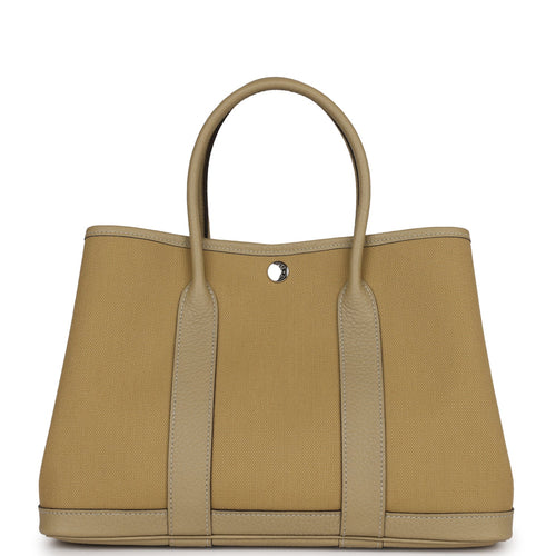 Hermes Garden Party 30 Poussiere Toile and Negonda Palladium Hardware