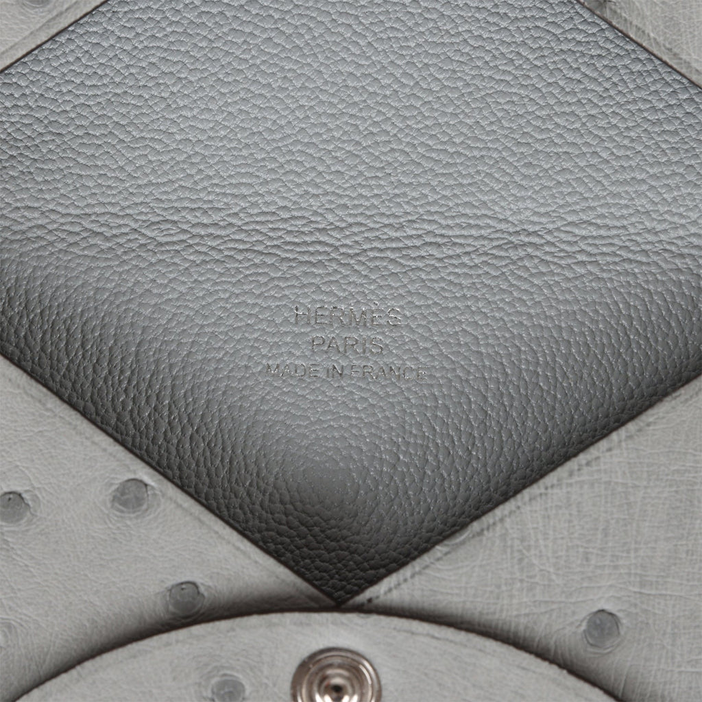 Hermes Calvi Card Holder Gris Perle Ostrich Palladium Hardware – Madison  Avenue Couture