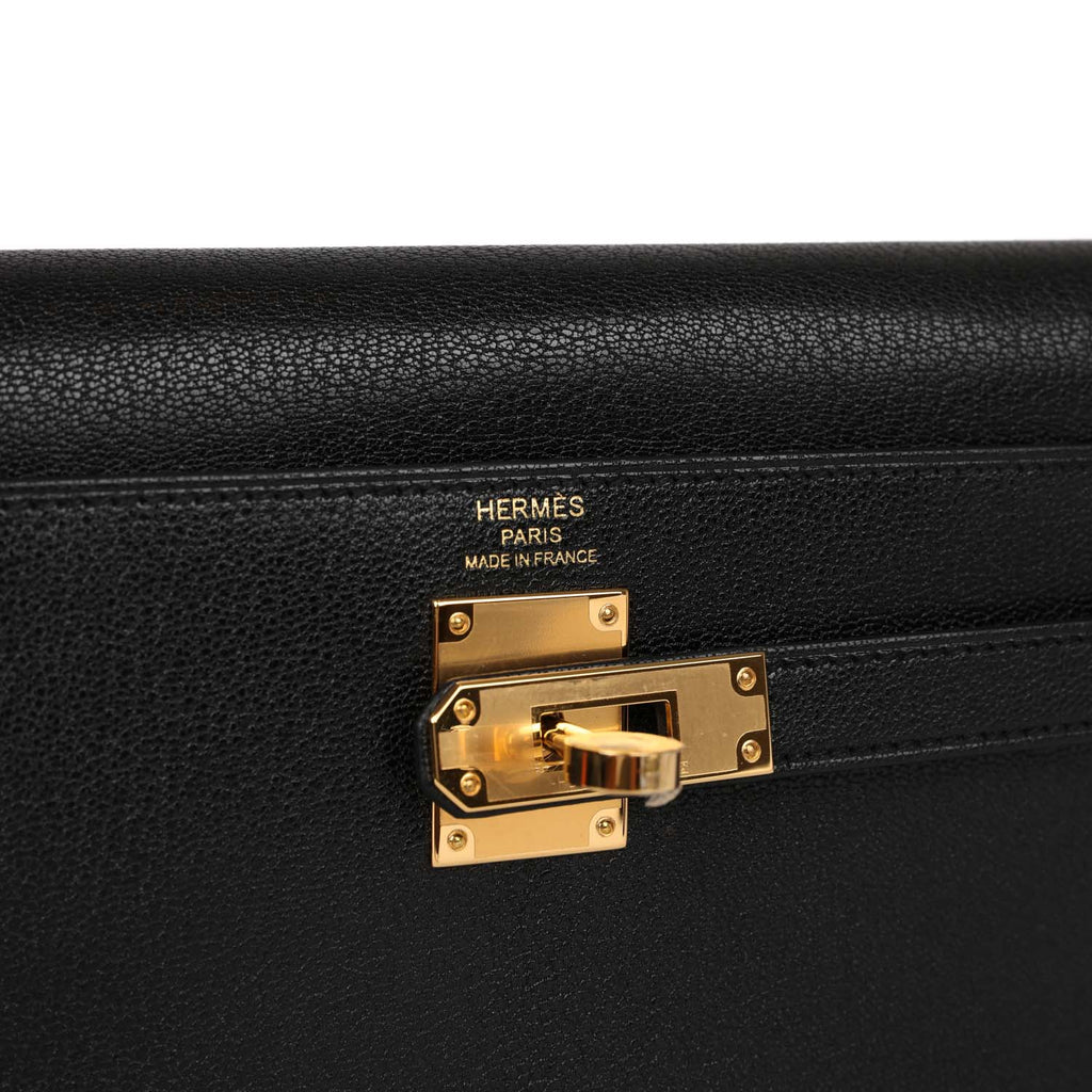 Hermes Kelly Elan Black Chevre Chamkila Gold Hardware – Madison Avenue ...