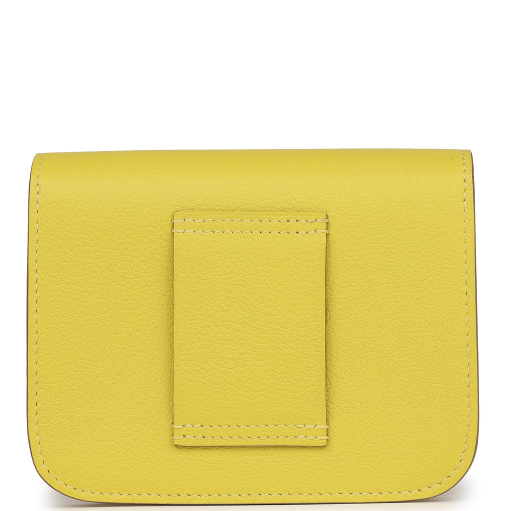 Constance Slim Wallet in evercolor leather in gold and lime