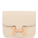 Hermes Constance Slim Wallet Craie Epsom Rose Gold Hardware