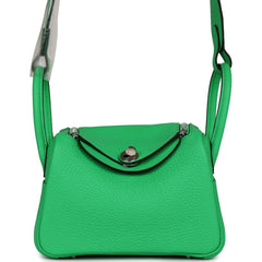 Hermès Mini Lindy 20 Vert Comics Clemence Palladium Hardware