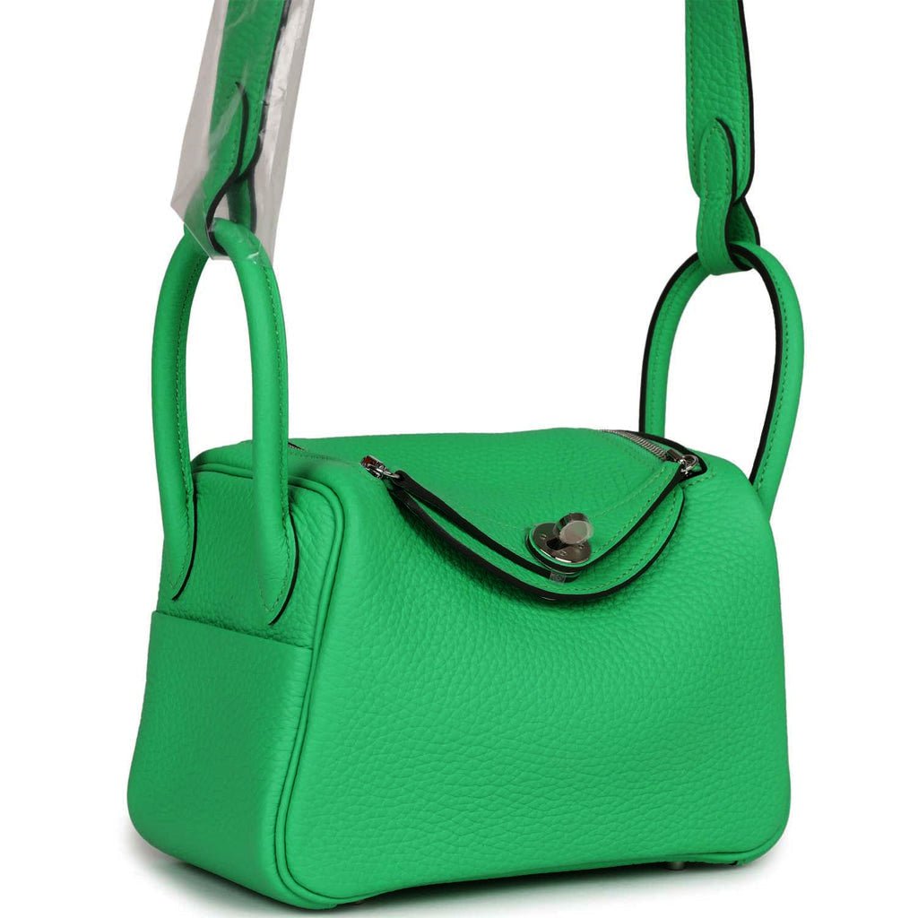 Hermès Lindy Vert Comics Clemence Mini 20 Palladium Hardware, 2023 (Like New), Green Womens Handbag