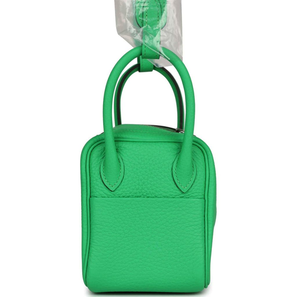 Hermes Lindy bag mini Menthe Clemence leather Silver hardware