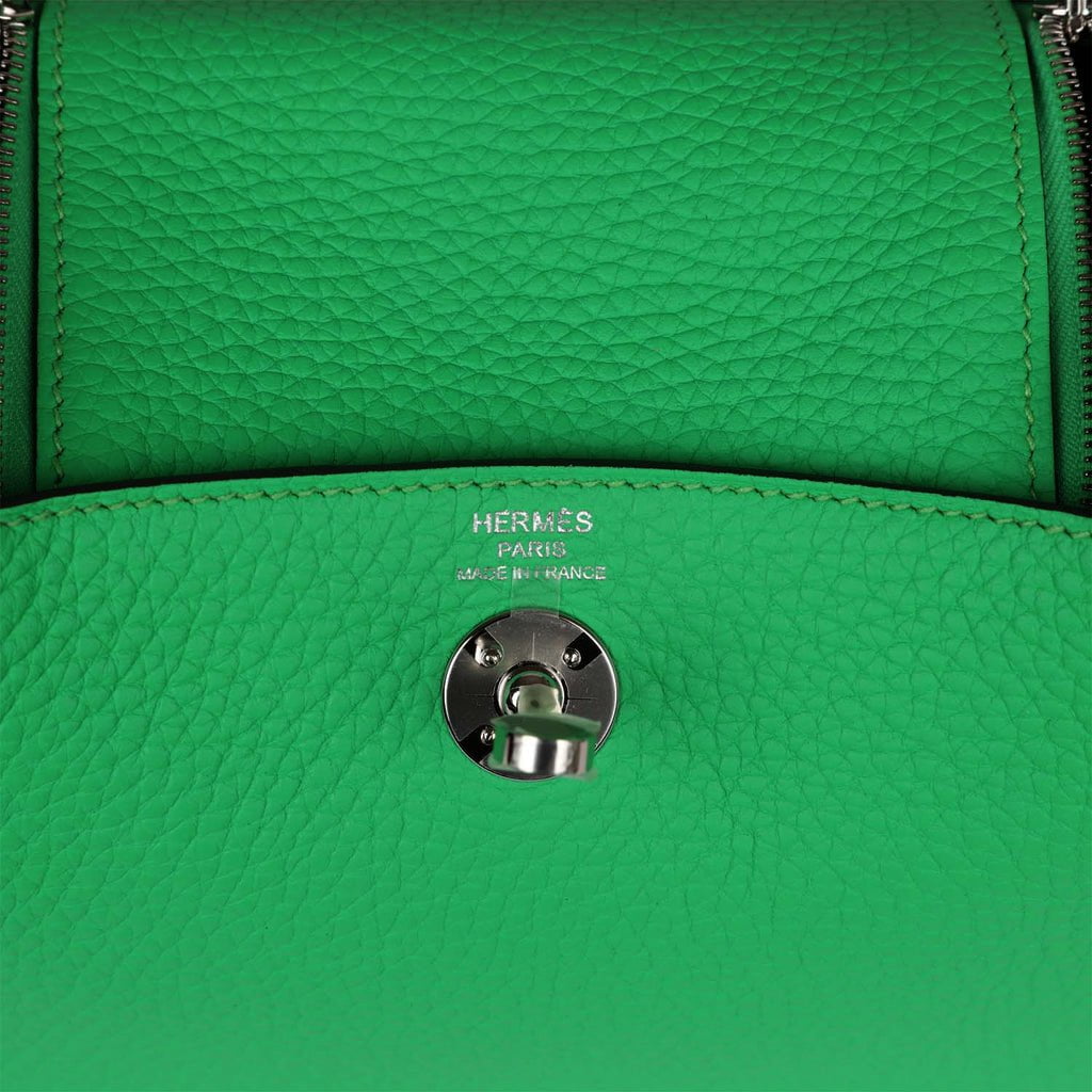 Hermès Mini Lindy 20 In Vert Comics Taurillon Clemence With Palladium  Hardware in Green