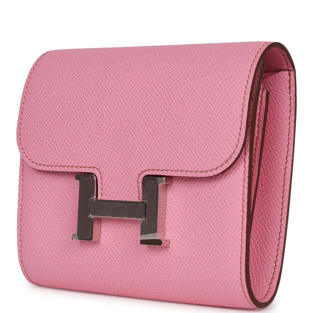 Hermes Rose Confetti Epsom Constance Compact Wallet New
