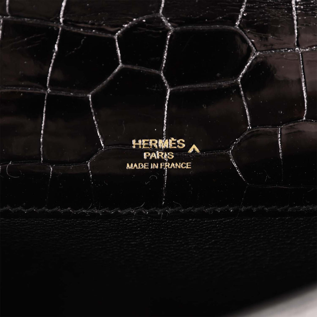 Hermès Kelly Cut Beton Crocodile Porosus Matt With Gold Hardware