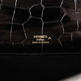 Hermes Kelly Cut Black Shiny Porosus Crocodile Gold Hardware