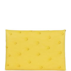 Hermes Calvi Card Holder Jaune Citron Ostrich Palladium Hardware