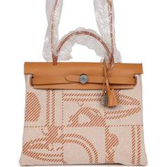 Hermes Herbag Zip PM 31 Brides de Gala Toile H Berline Natural Sable Palladium Hardware