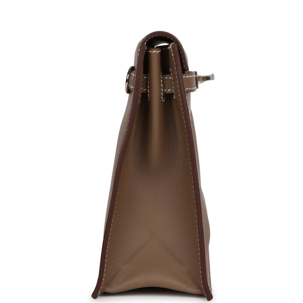 Hermes Kelly Mini Pochette Bag Etoupe Swift Leather Gold Hardware
