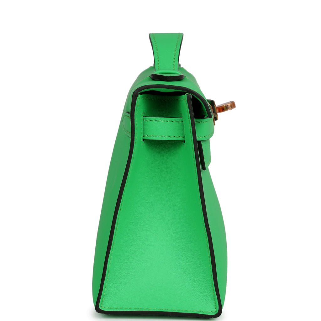 Hermes Kelly Mini Pochette Bag Epsom Leather Gold Hardware In Green