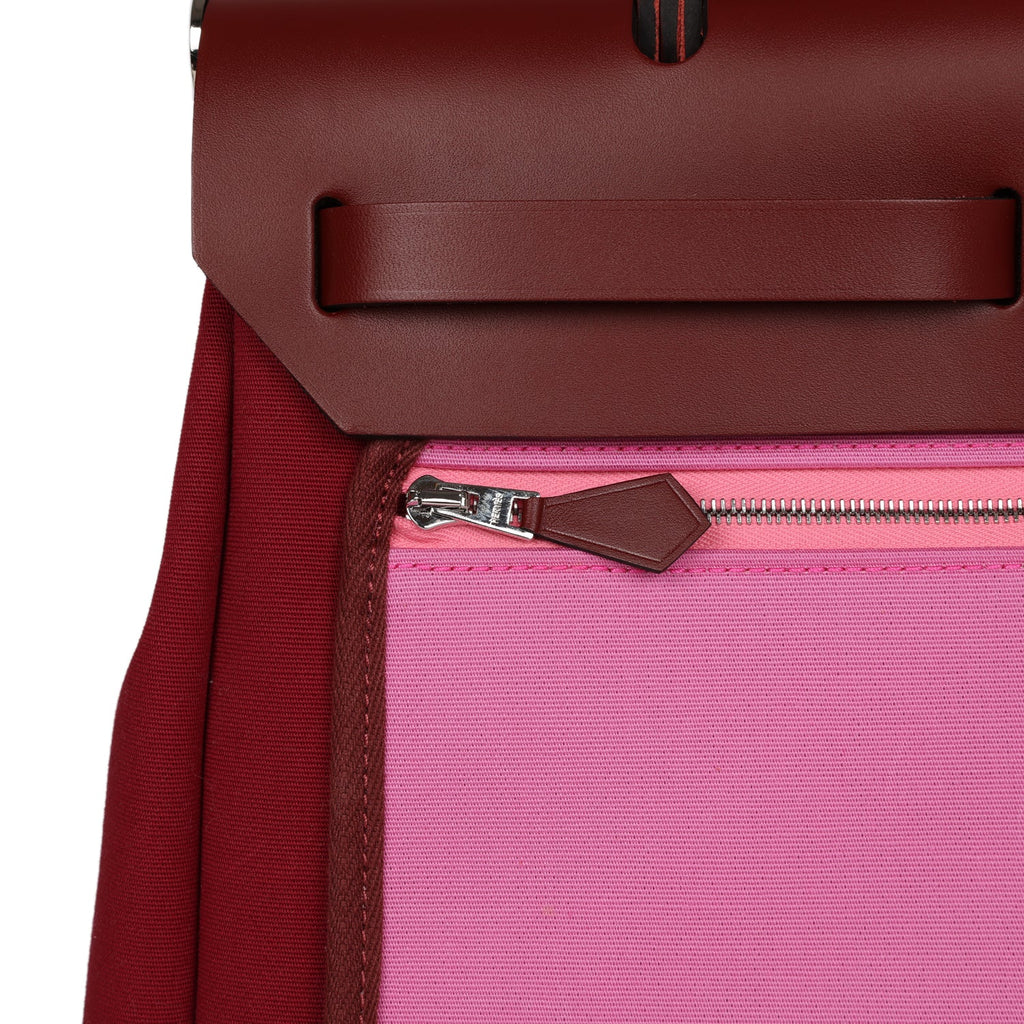 NEW! Authentic HERMES Herbag Zip Canvas Rubis Ruby Red Pink 31cm PM + Kelly  Lock — Sergei Luxury