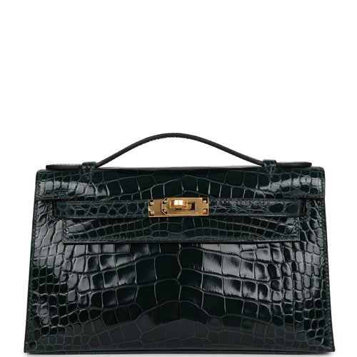Hermes Kelly Pochette Menthe Lizard Palladium Hardware – Madison Avenue  Couture