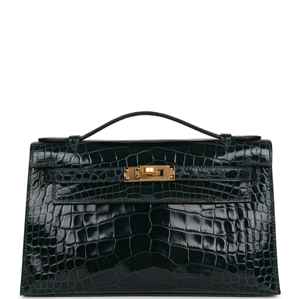 Hermes Kelly Pochette Black Lizard Ruthenium Hardware – Madison Avenue  Couture