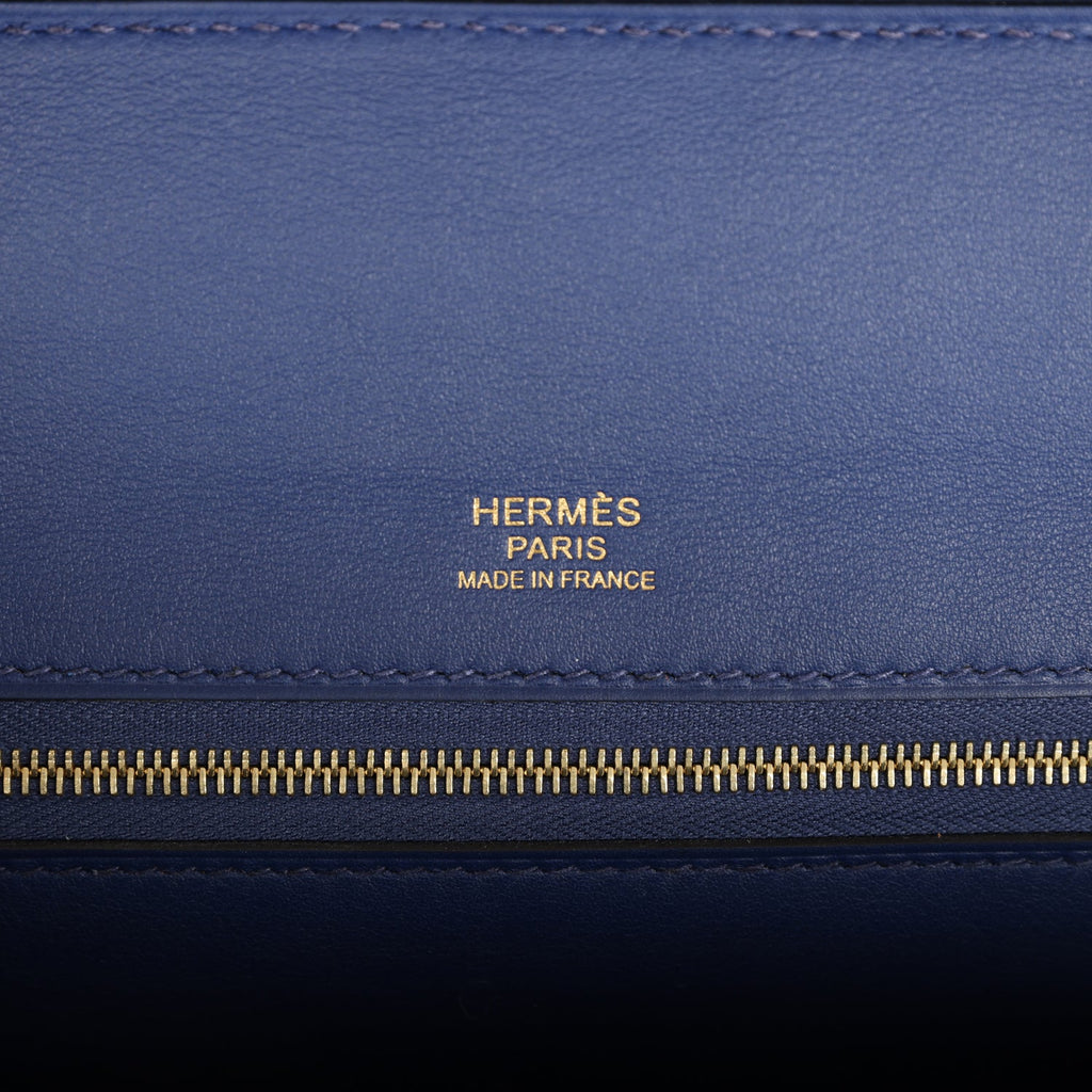Hermes Special Order (HSS) Kelly Sellier 20 Bleu Encre and Bleu Indigo  Chevre Mysore Palladium Hardware