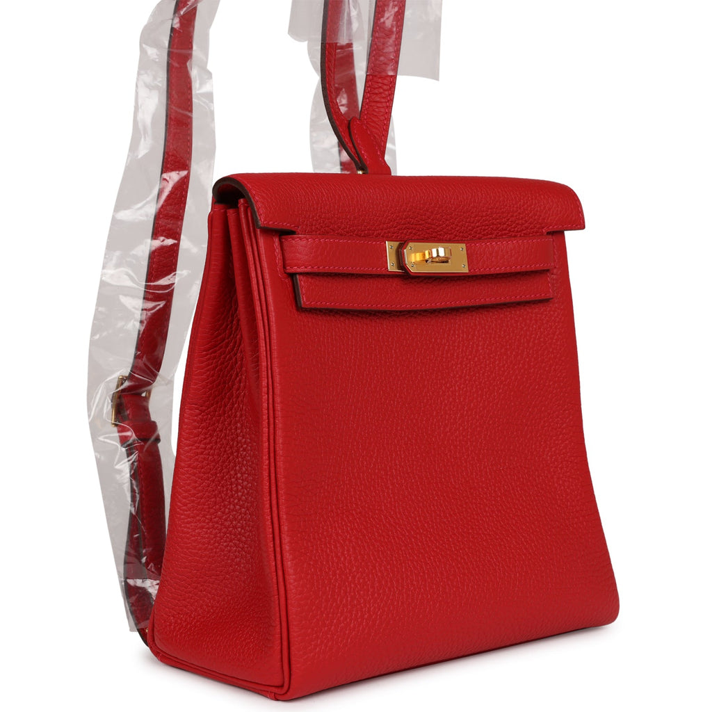 Hermès Kelly 20 Ado Backpack Rouge Vif Gulliver Gold Hardware