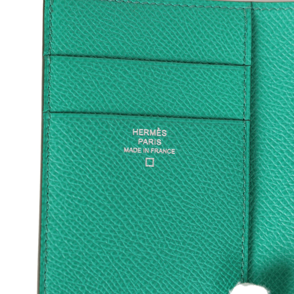 Hermes Bearn Compact Wallet Touch Vert Jade Alligator and Epsom