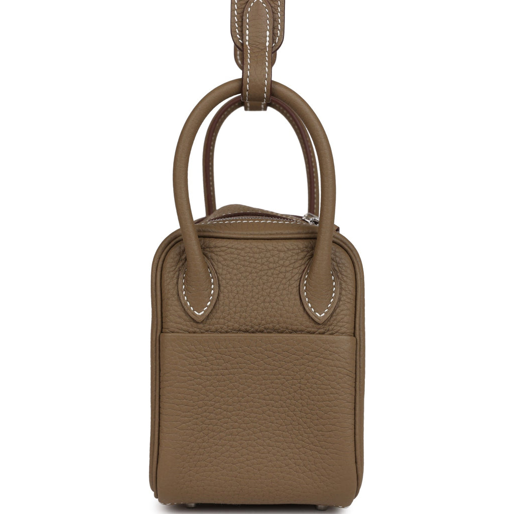 Hermes Lindy bag mini Etoupe grey Clemence leather Gold hardware