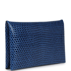 Hermes Calvi Cardholder Bleu Saphir Varanus Niloticus Lizard Palladium Hardware