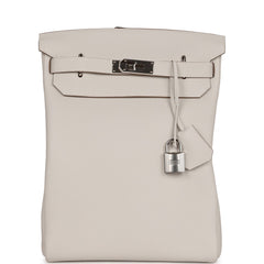 Hermes Hac A Dos GM Backpack Gris Pale Togo Palladium Hardware