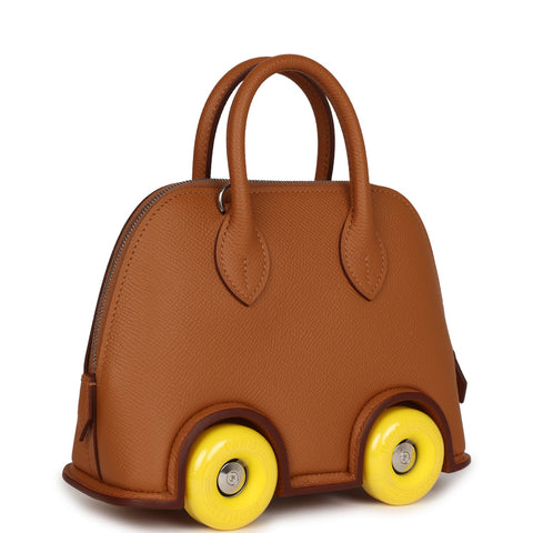 Hermes Limited Edition Mini Bolide 1923 Bag On Wheels in Gold Togo Leather  and Palladium Hardware