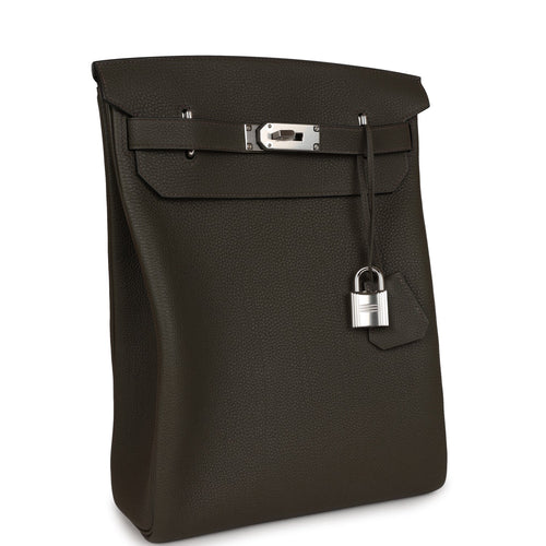 Hermes Hac A Dos GM Backpack Vert De Gris Togo Palladium Hardware