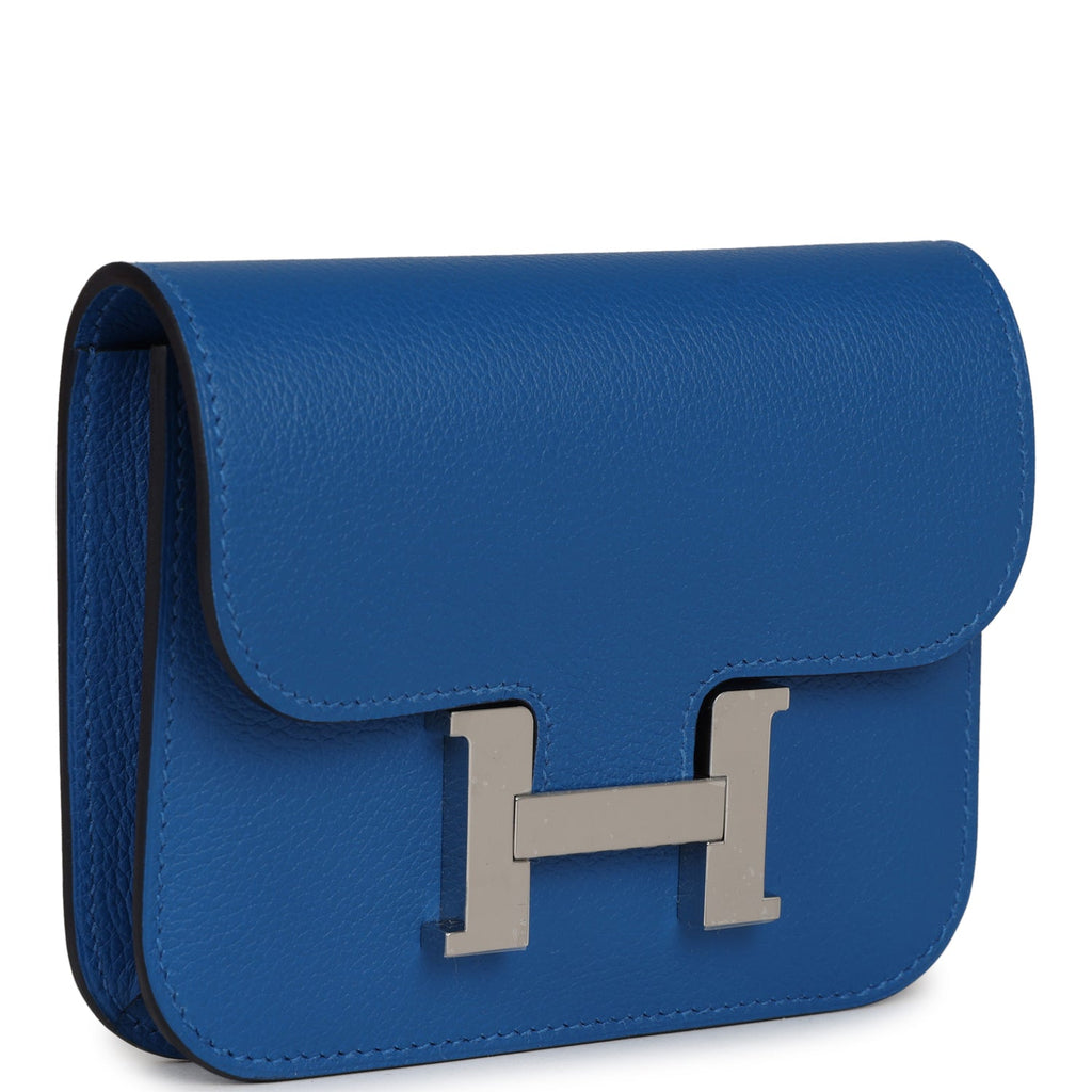 Hermes Constance Slim Wallet Bleu Zellige Evercolor Palladium Hardware