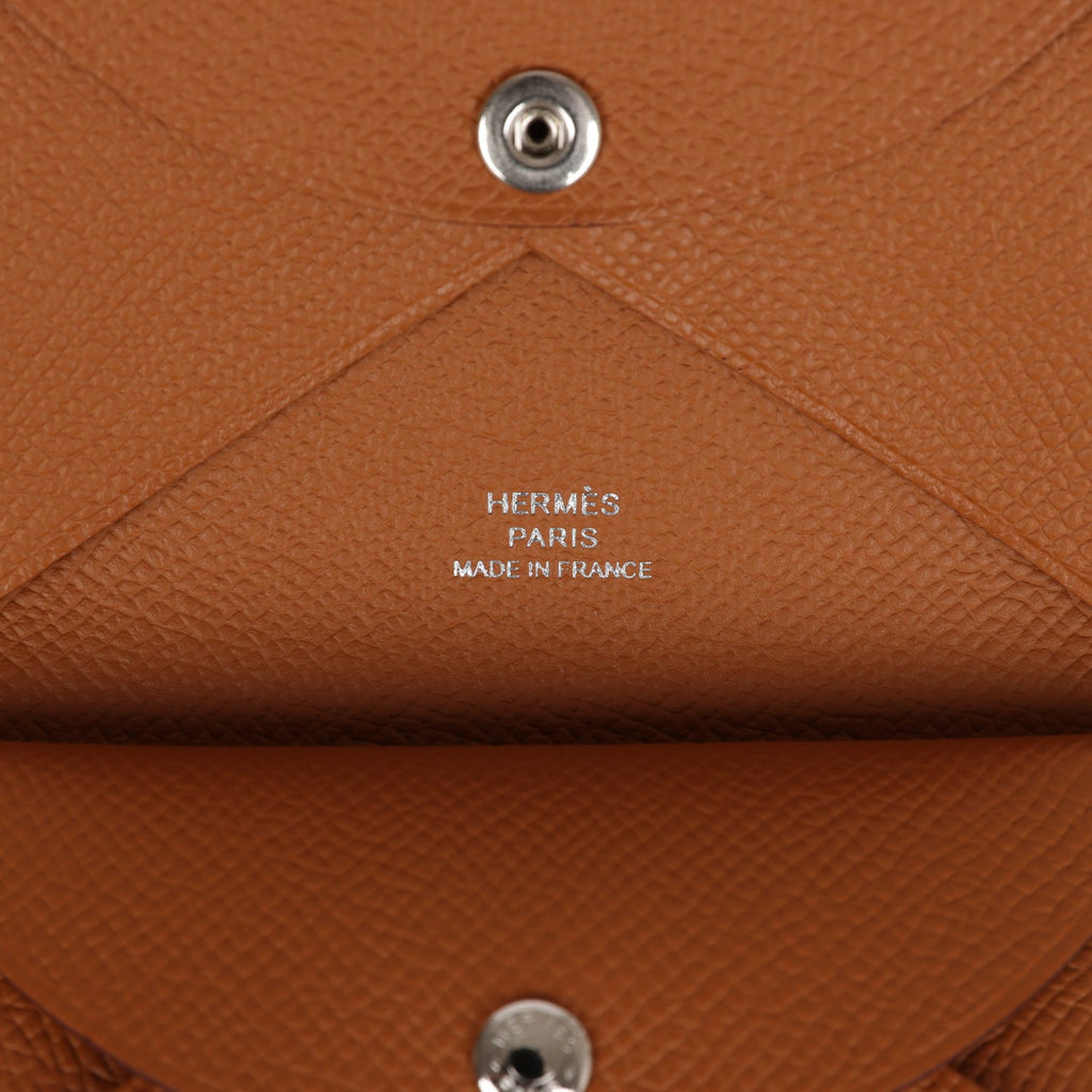 HERMÈS Calvi Duo card holder in Gold Epsom leather with Palladium hardware  [Consigned]-Ginza Xiaoma – Authentic Hermès Boutique