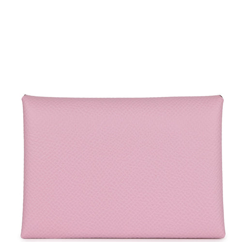 Hermes Calvi Duo Card Holder Mauve Sylvestre Epsom Palladium Hardware