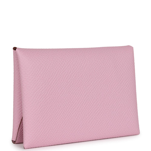 Hermes Calvi Duo Card Holder Mauve Sylvestre Epsom Palladium Hardware