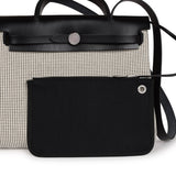 Hermes Herbag Zip PM 31 Ecru/Blanc/Black Toile Quadrille Viking & Vache Hunter Palladium Hardware