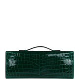 Pre-owned Hermes Kelly Cut Emerald Shiny Niloticus Crocodile Gold Hardware